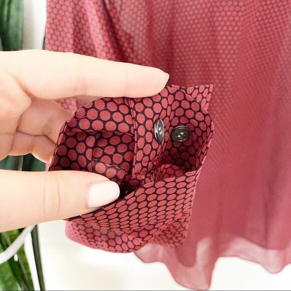 Theory Maroon pattern sheer button down shirt silk - Picture 8 of 8